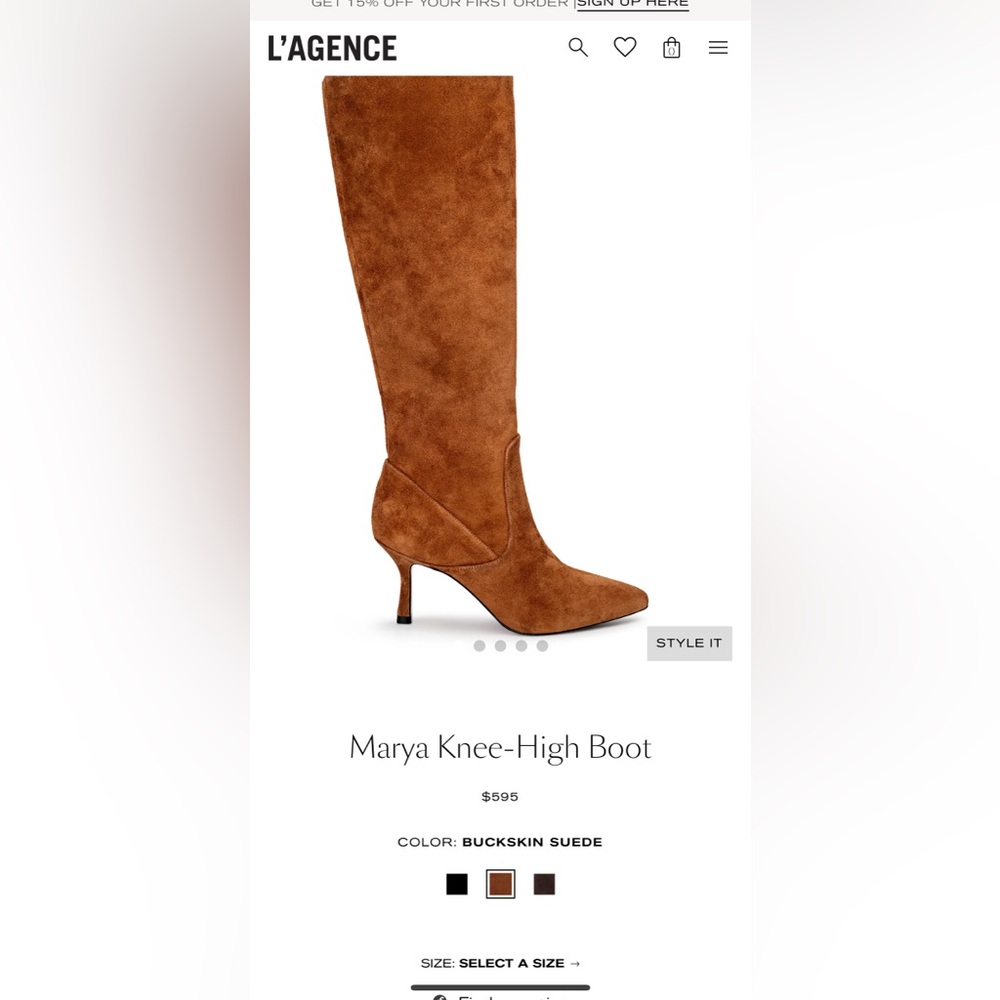 Elegant L’AGENCE brown suede heeled ankle boots.
